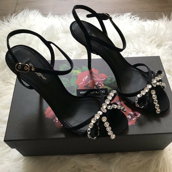 DOLCE&GABBANA Jewelled-Bow Grosgrain Sandals - Picture 7 of 12